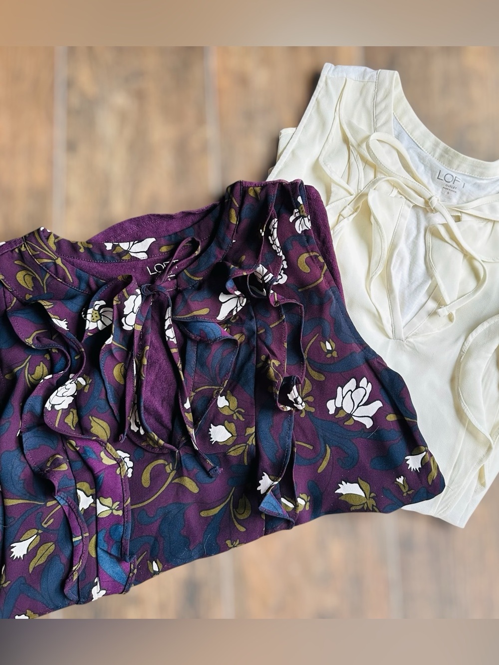 Two LOFT Ruffle Sleeveless Tops